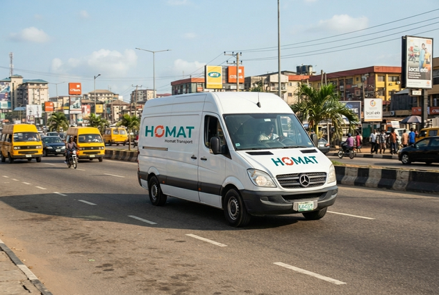 Homat Transport delivery van in Lagos