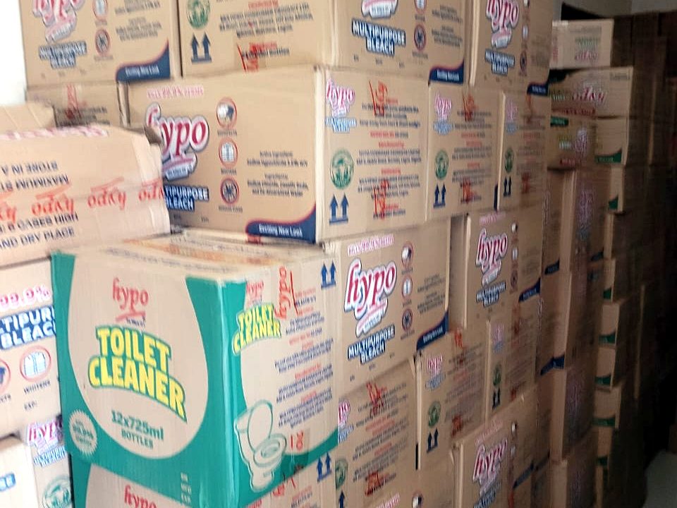 Cases of Hypo bleach and toilet cleaner from Multi-Pro Consumer Products